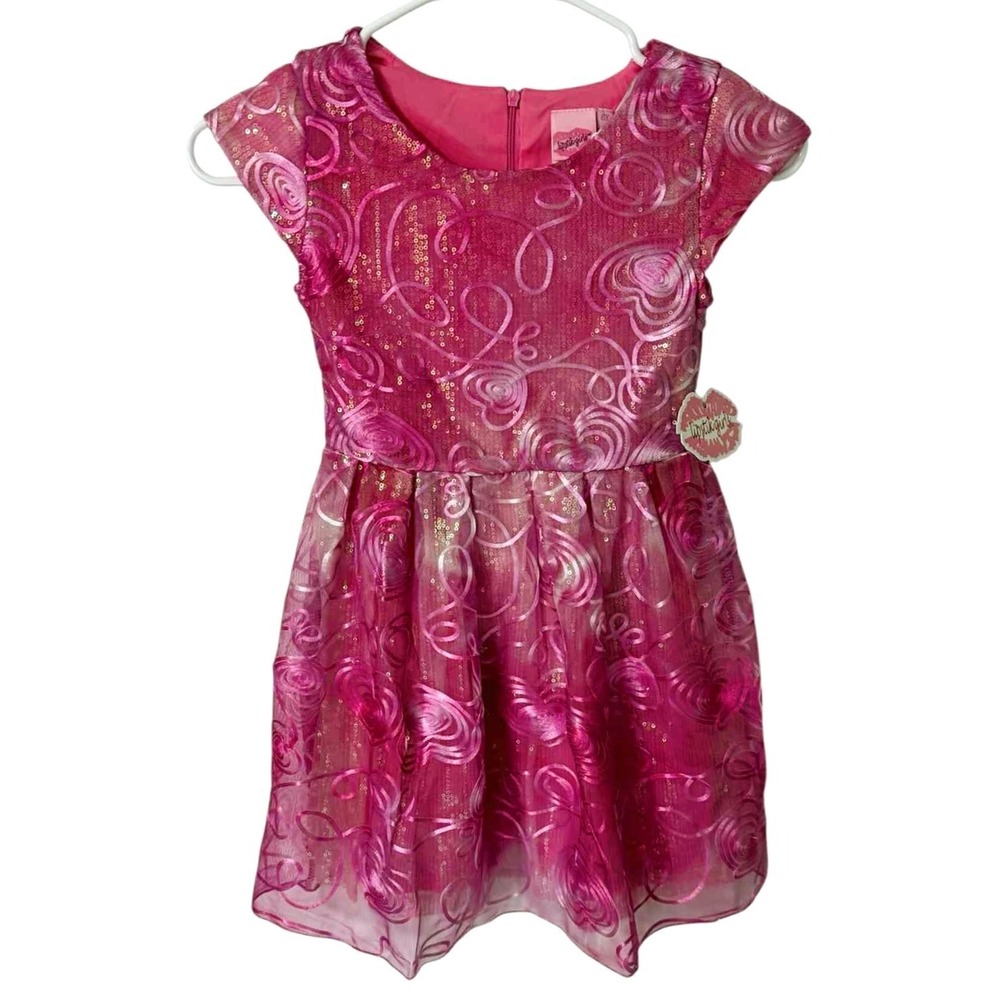 Lipstik Girls Size 2T Short Sleeve Pink Sparkle Sequin Party Dress NWT